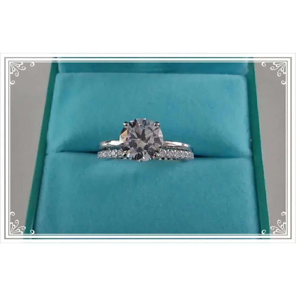New~6.33 Ct. Round Cut Genuine Diamond Simulant Wedding/Bridal Ring Set Sz 10